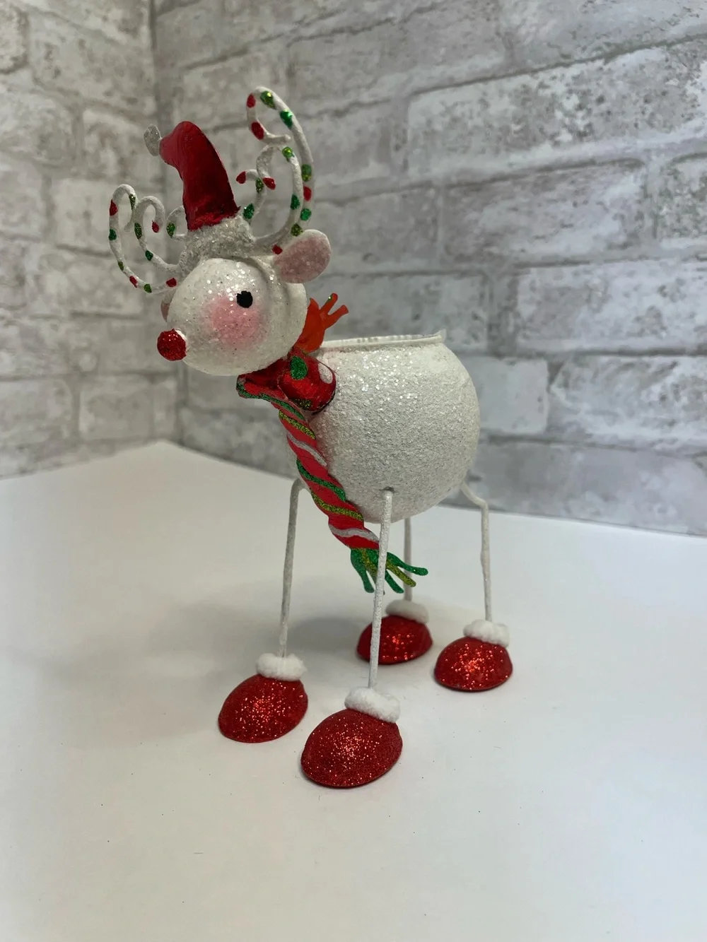 Pier One Imports Christmas Reindeer Retired Rare Tea Light Holder Metal HTF 7”